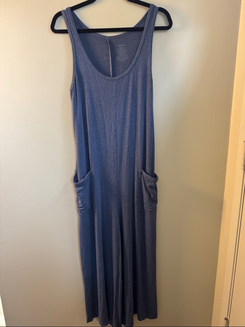 MEUNDIES Women's Tank Jumpsuit BLUE Wide Leg with Pockets LARGE
